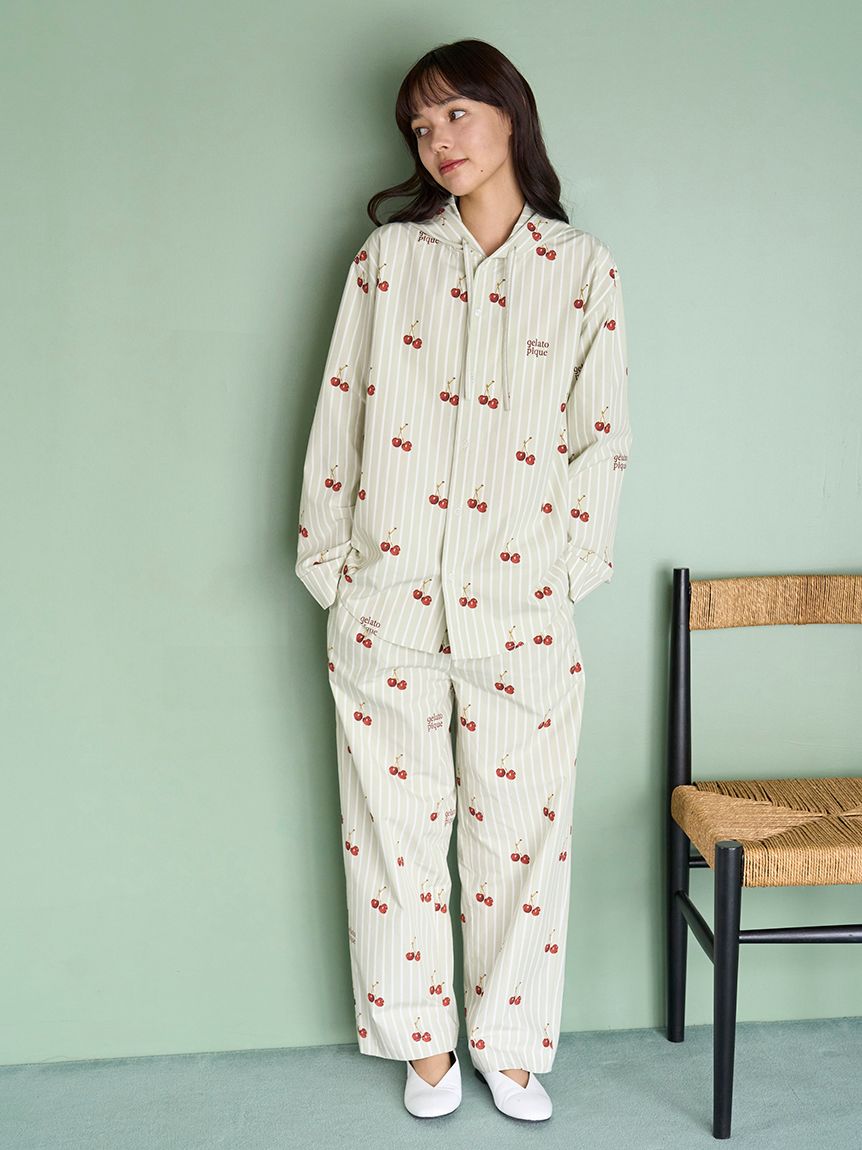 UNISEX】チェリー柄ロングパンツ(ボトムス)｜ルームウェア・パジャマ