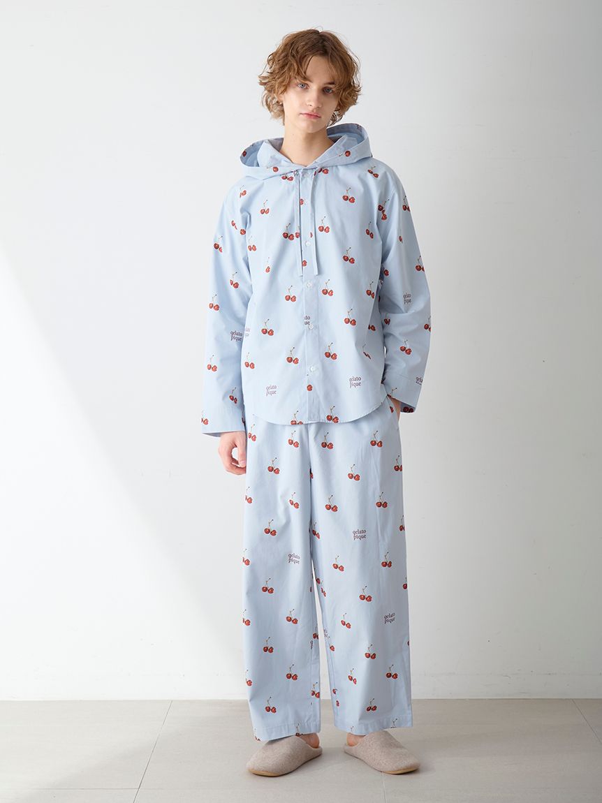 UNISEX】チェリー柄ロングパンツ(ボトムス)｜ルームウェア・パジャマ