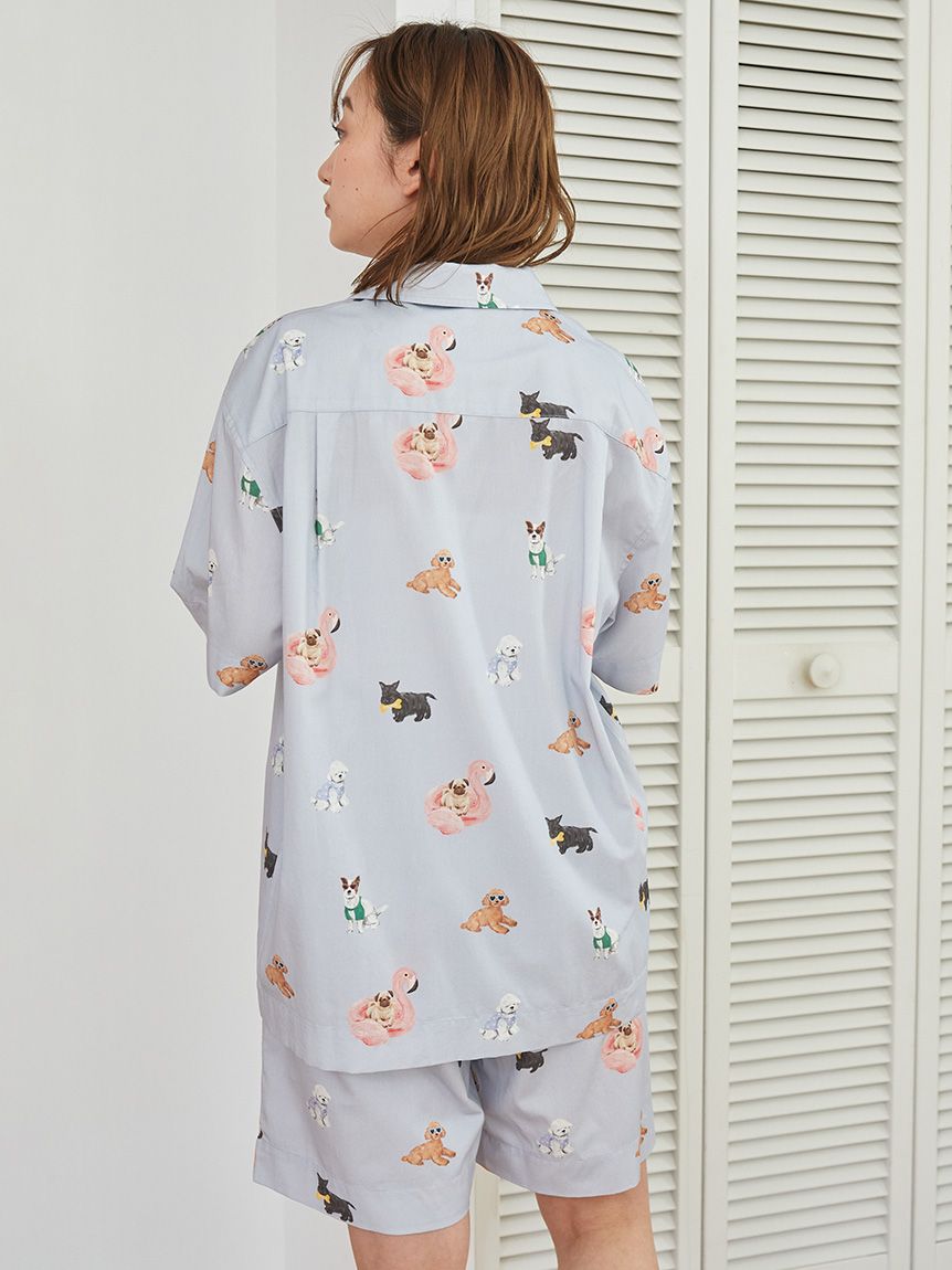 UNISEX】SUMMER DOG総柄シャツ(トップス)｜ルームウェア
