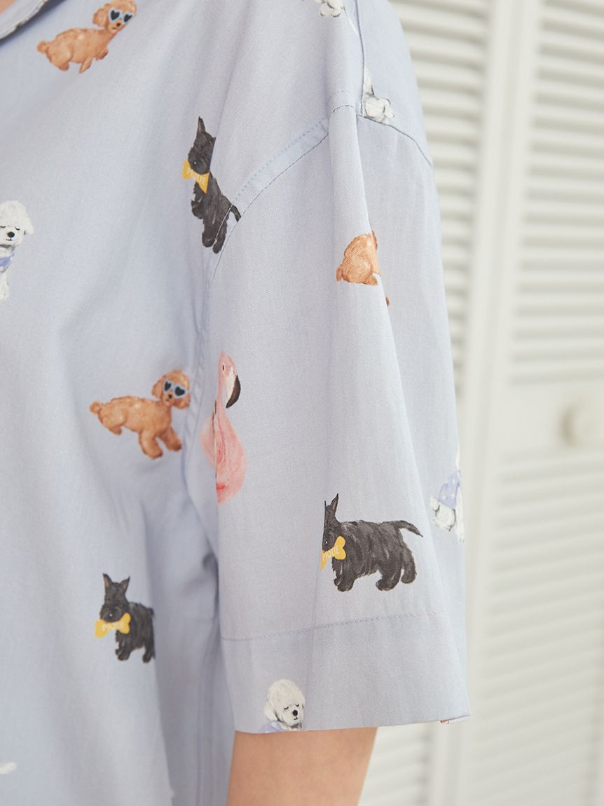 大人気!! gelato pique SUMMER DOG 総柄 シャツ セール】【UNISEX】SUMMER DOG総柄シャツ（ルームウェア