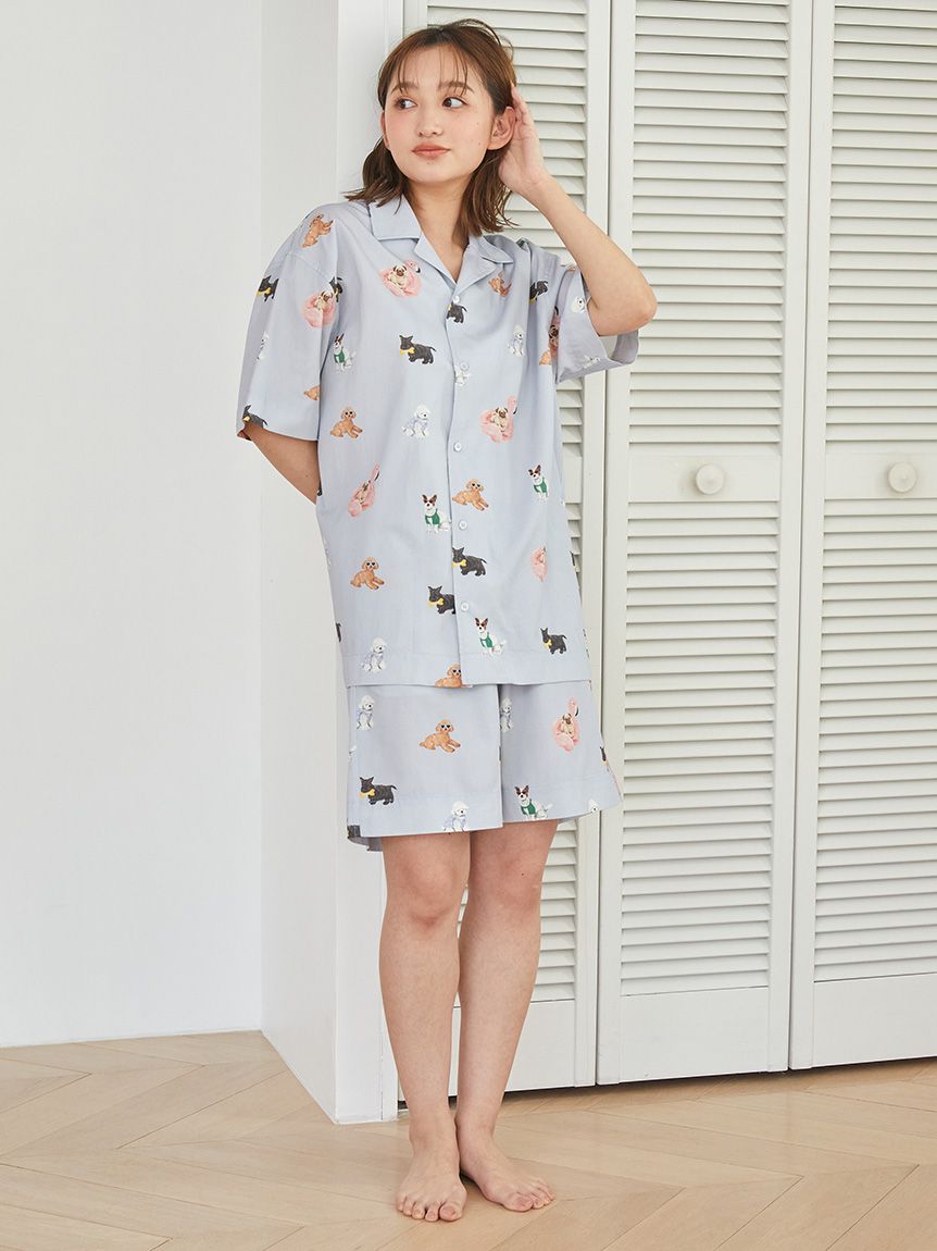 UNISEX】SUMMER DOG総柄シャツ(トップス)｜ルームウェア