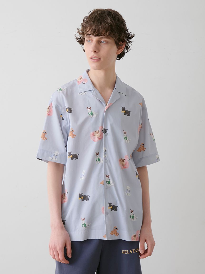 UNISEX】SUMMER DOG総柄シャツ(トップス)｜ルームウェア