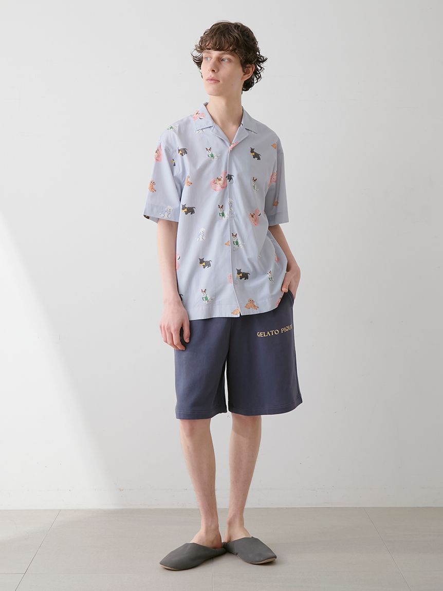 UNISEX】SUMMER DOG総柄シャツ(トップス)｜ルームウェア
