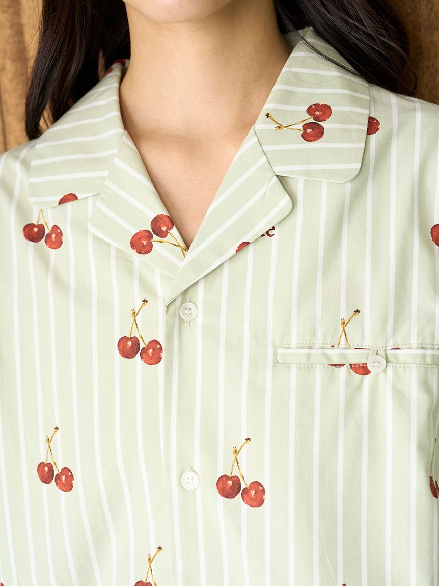 UNISEX】チェリー柄シャツ(トップス)｜ルームウェア・パジャマ通販の
