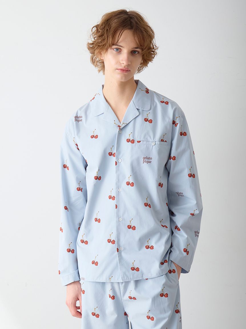 UNISEX】チェリー柄シャツ(トップス)｜ルームウェア・パジャマ通販の
