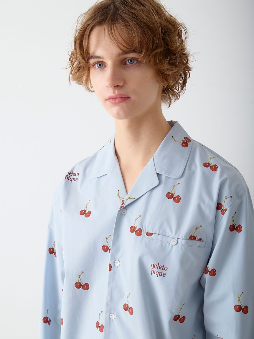 UNISEX】チェリー柄シャツ(トップス)｜ルームウェア・パジャマ通販の