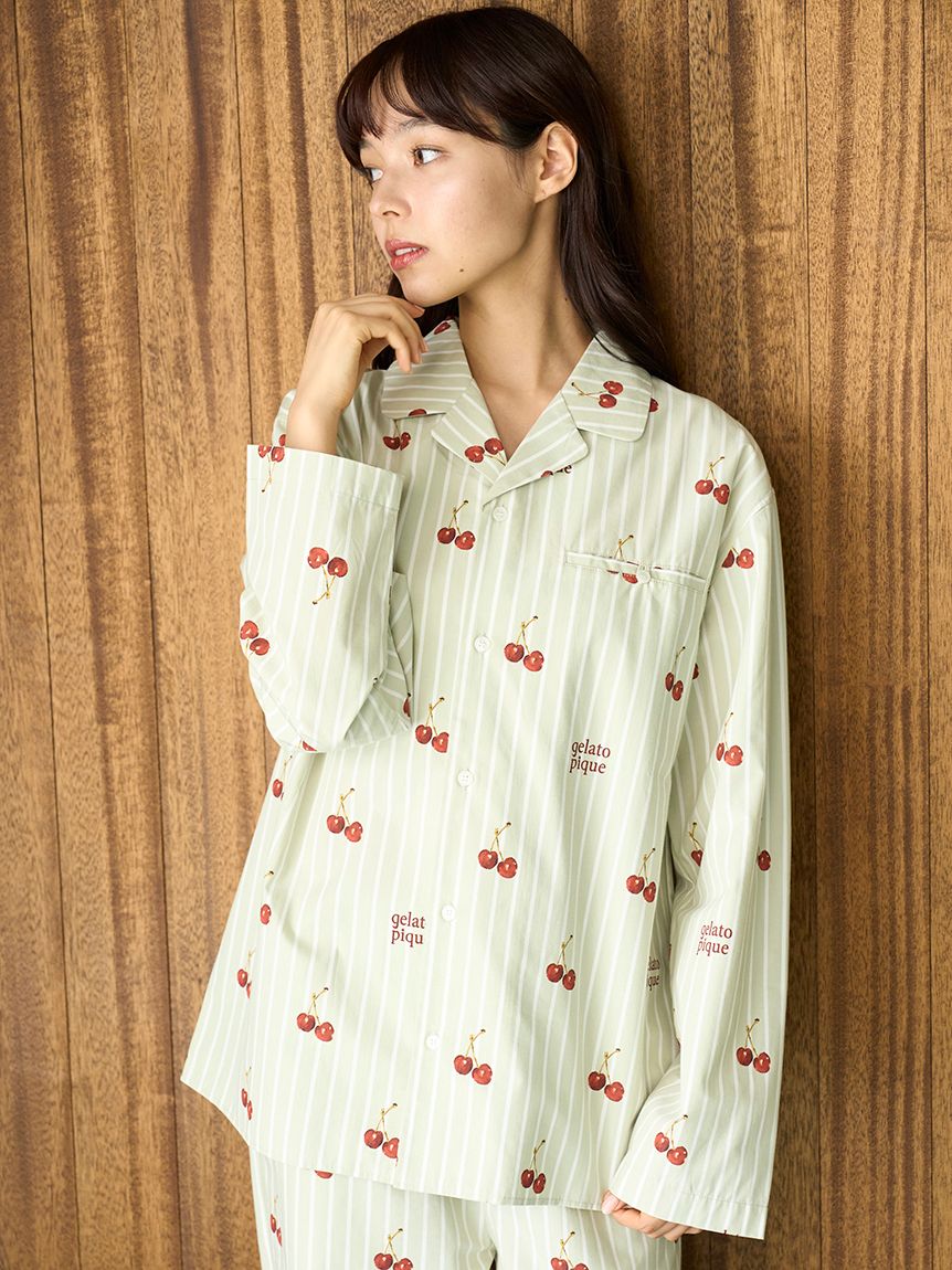 UNISEX】チェリー柄シャツ(トップス)｜ルームウェア・パジャマ通販の