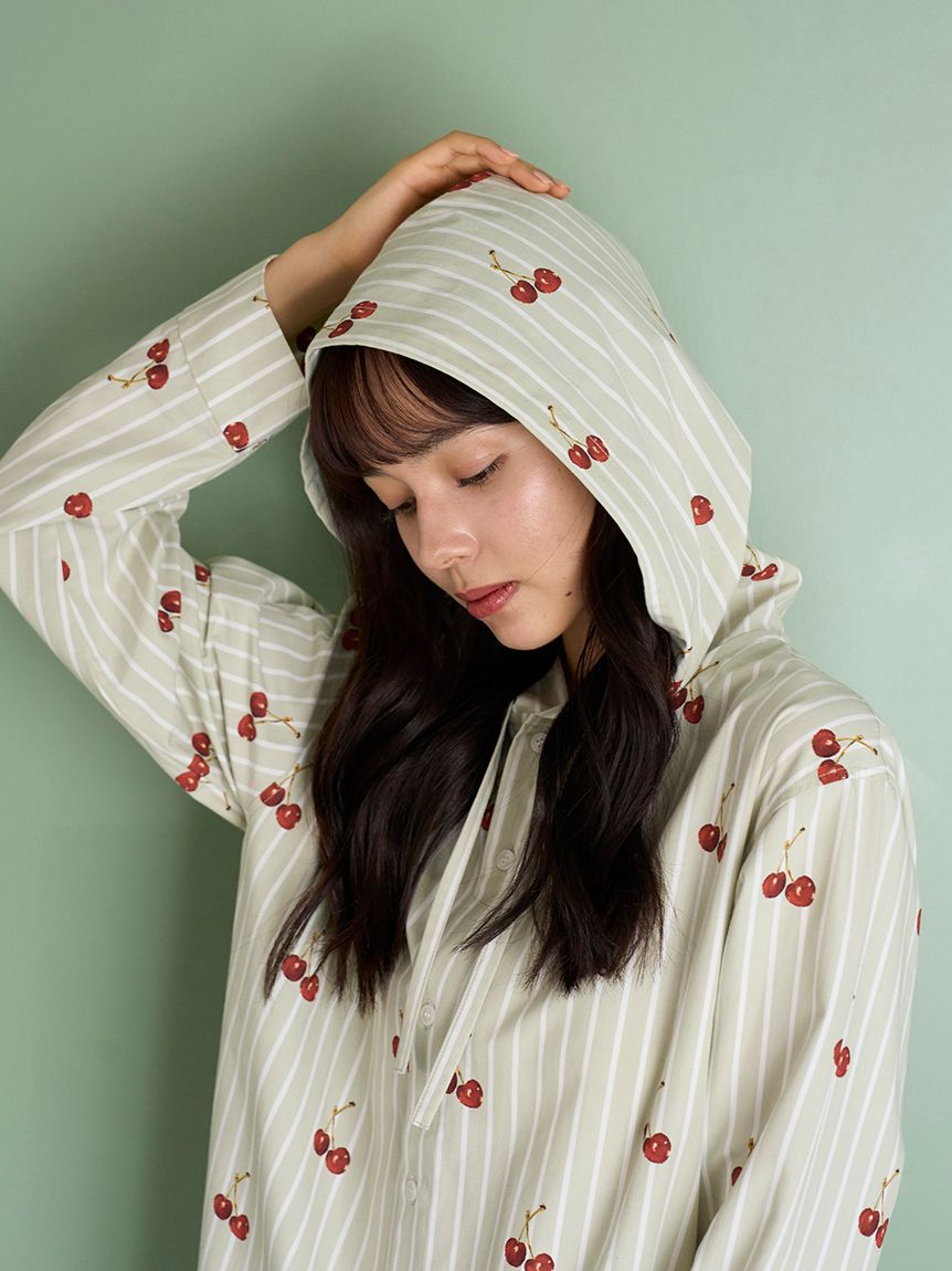 ジェラートピケ unisex チェリー柄シャツパーカ ロングパンツ グリーン ジェラートピケ gelato pique 【UNISEX】チェリー柄ロングパンツ （GRN