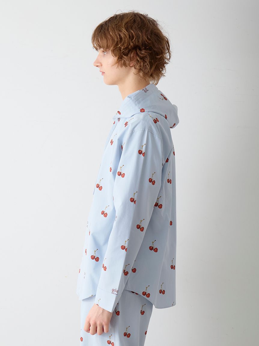 UNISEX】チェリー柄シャツパーカ(トップス)｜ルームウェア・パジャマ