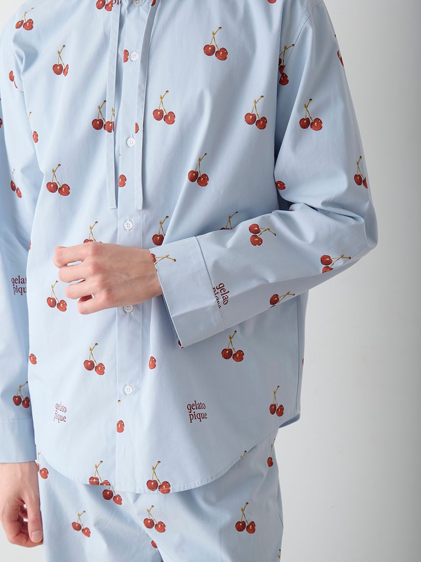 UNISEX】チェリー柄シャツパーカ(トップス)｜ルームウェア・パジャマ