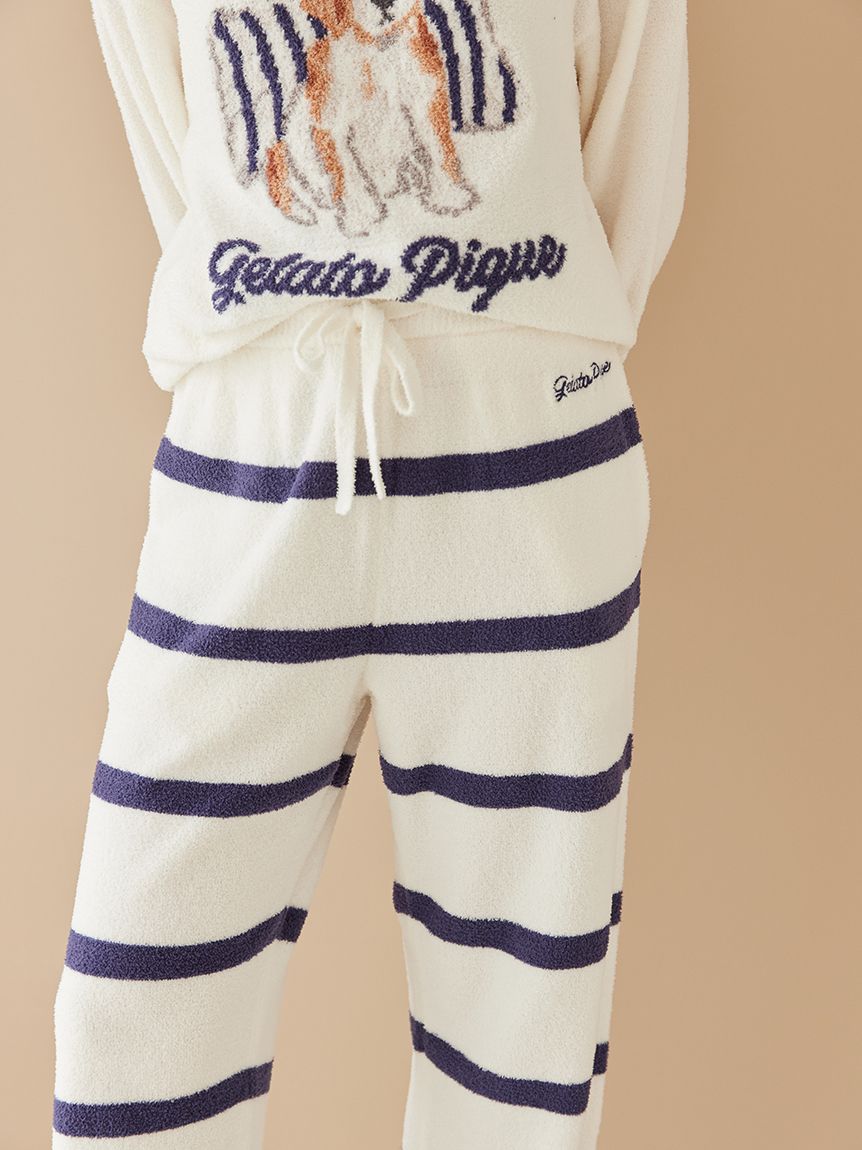 未使用⭐️ジェラートピケ＊フレンチドッグ　エアモコ　ロングパンツセット UNISEX】エアリーモコボーダーロングパンツ(ボトムス)｜ルームウェア