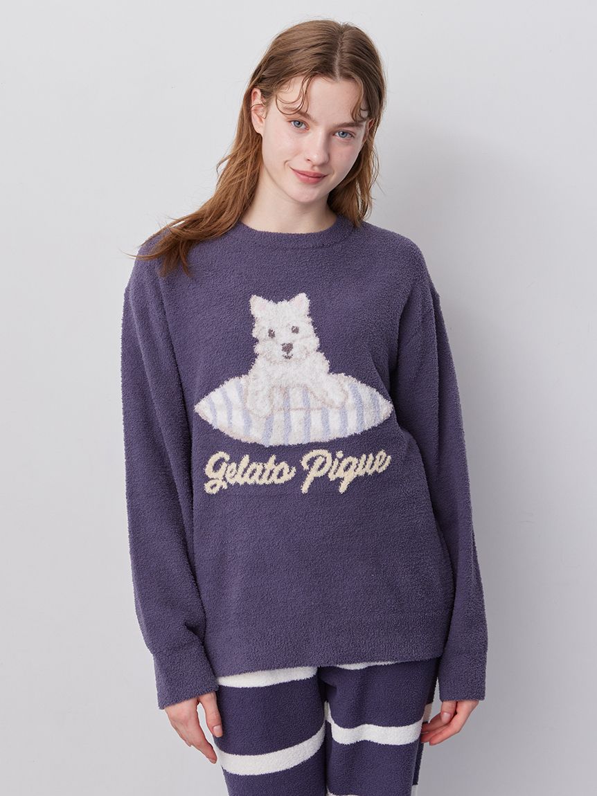 UNISEX】エアリーモコプレイフルDOGジャガードプルオーバー(トップス