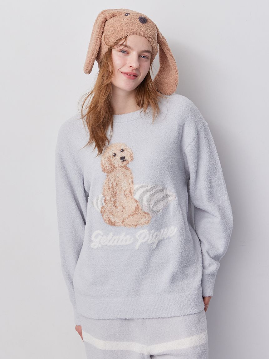 UNISEX】エアリーモコプレイフルDOGジャガードプルオーバー(トップス