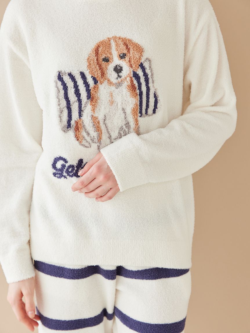 UNISEX】エアリーモコプレイフルDOGジャガードプルオーバー(トップス