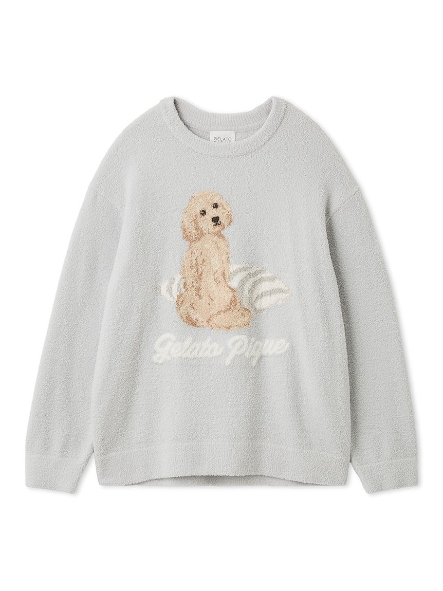 UNISEX】エアリーモコプレイフルDOGジャガードプルオーバー(トップス