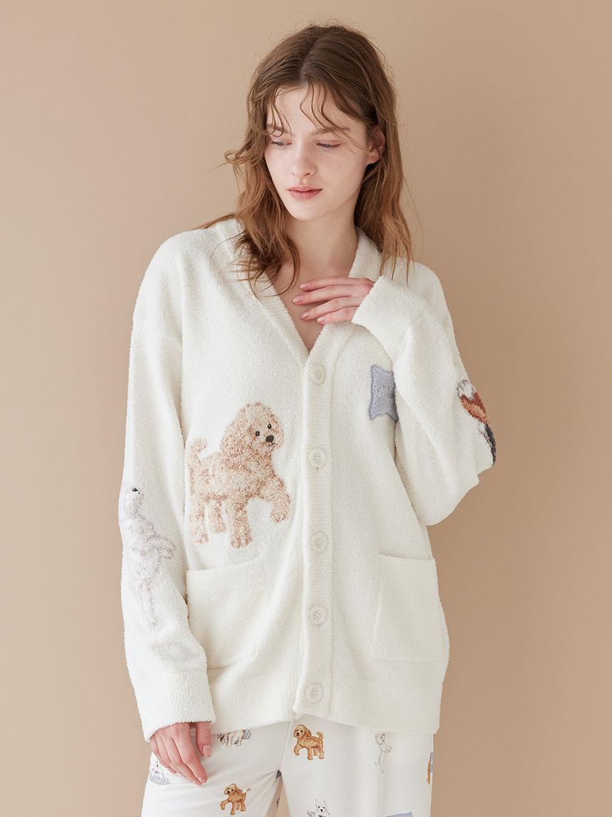 UNISEX】エアリーモコプレイフルDOGジャガードカーディガン(トップス