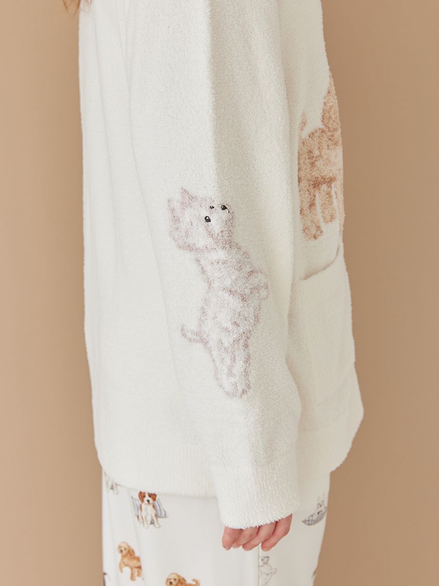 【UNISEX】エアリーモコプレイフルDOGジャガードカーディガン MLサイズ UNISEX】エアリーモコプレイフルDOGジャガードカーディガン｜ルーム