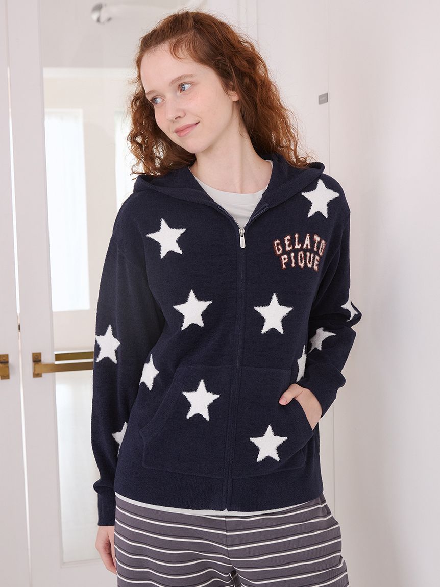 UNISEX】エアリーモコカレッジスタージャガードパーカ(トップス