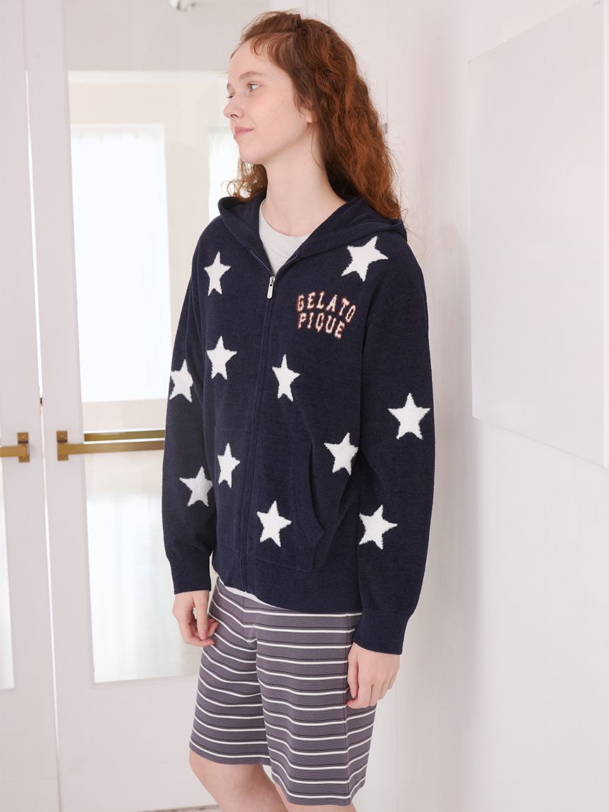 UNISEX】エアリーモコカレッジスタージャガードパーカ(トップス
