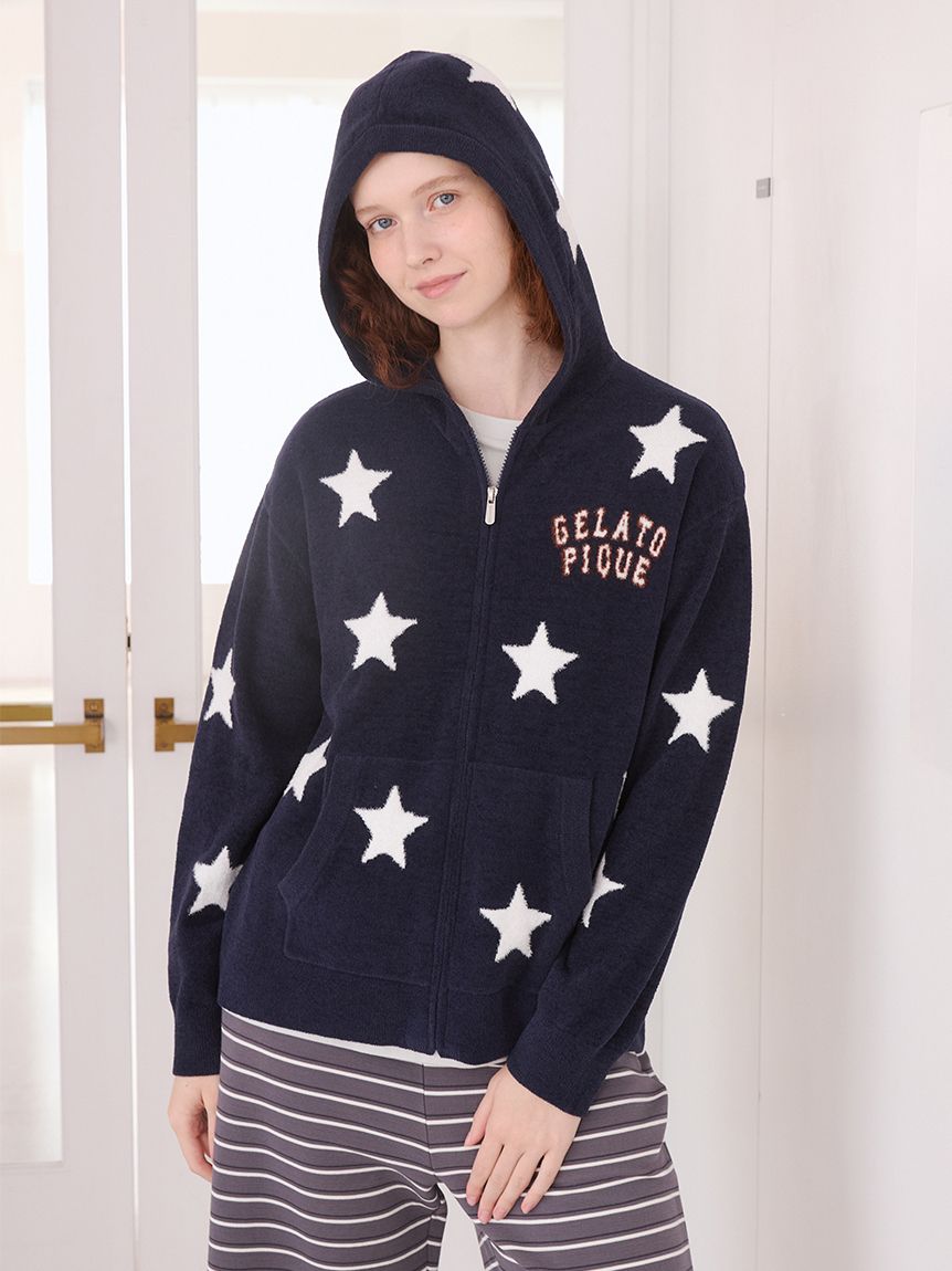 UNISEX】エアリーモコカレッジスタージャガードパーカ(トップス