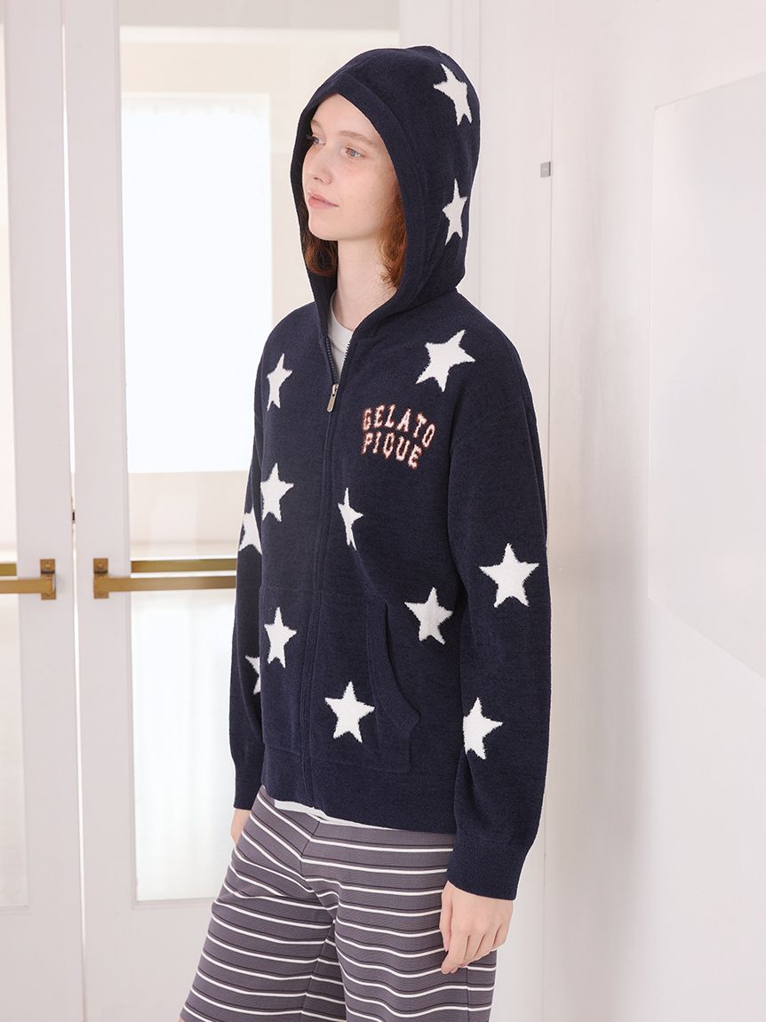 UNISEX】エアリーモコカレッジスタージャガードパーカ(トップス