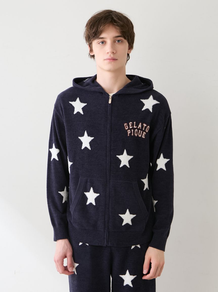 UNISEX】エアリーモコカレッジスタージャガードパーカ(トップス