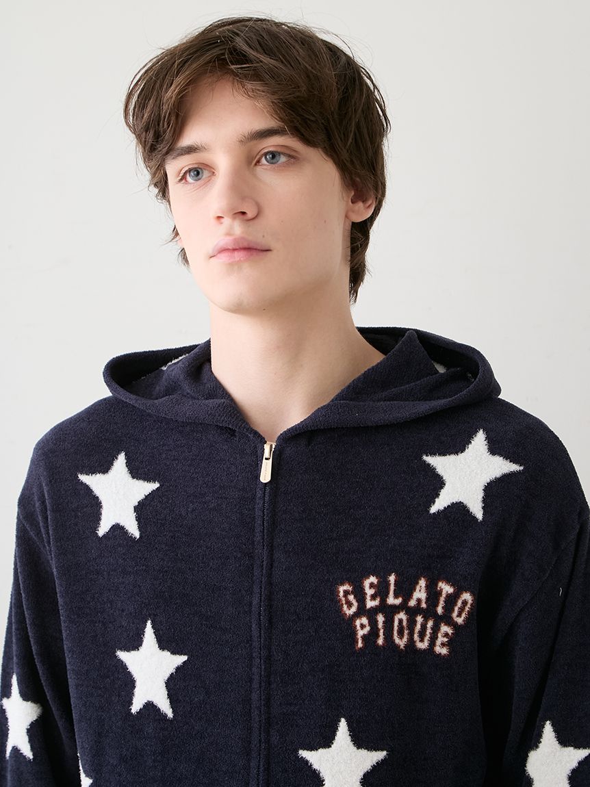 UNISEX】エアリーモコカレッジスタージャガードパーカ(トップス