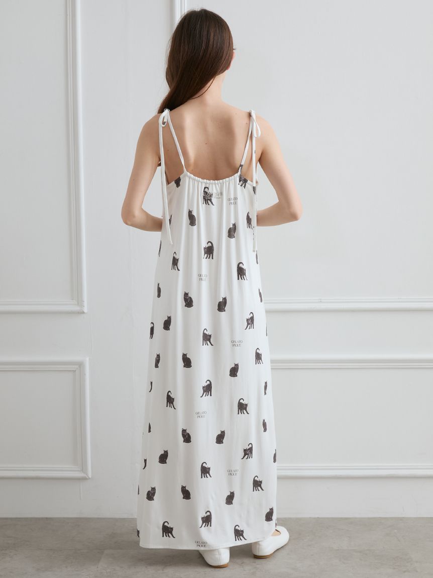 HALLOWEEN】CAT総柄キャミワンピース(ワンピース)｜ルームウェア