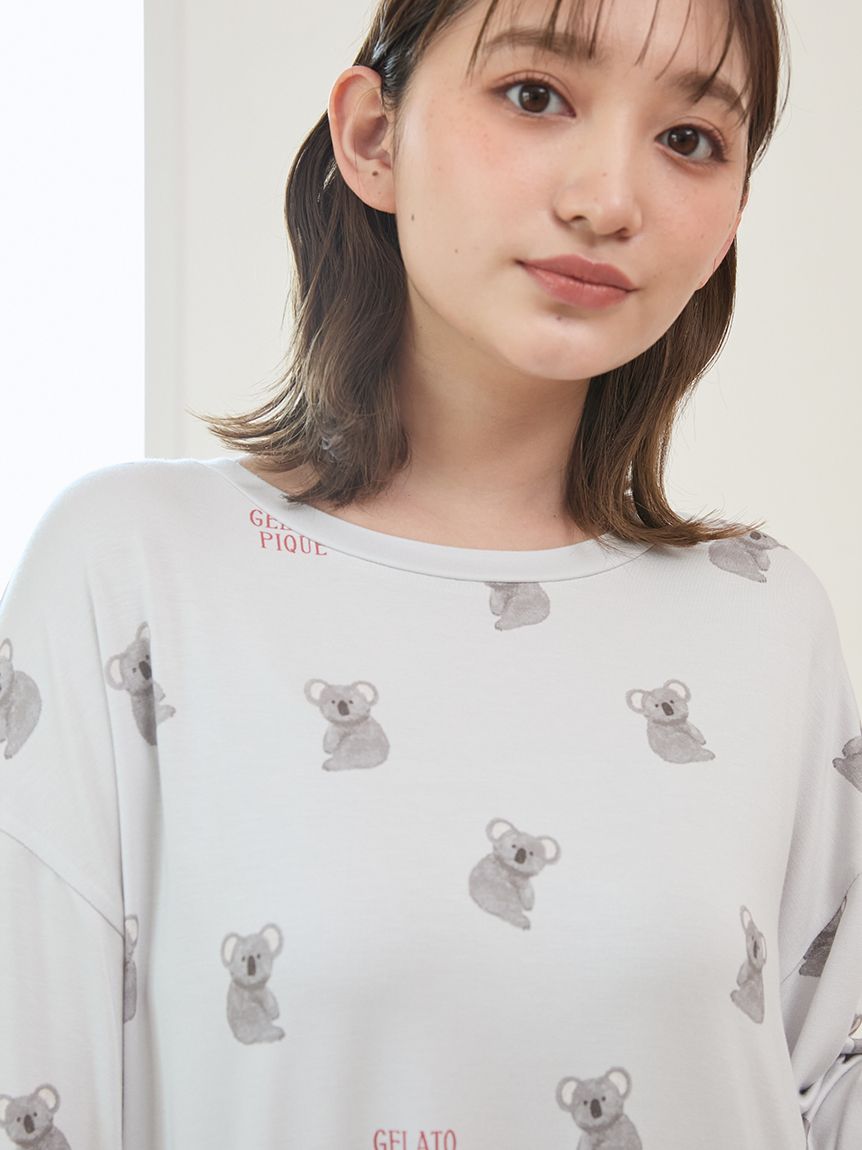 新品　ジェラートピケ　コアラ柄ワンピース　長袖　ドレス　ルームウェア　アニマル gelato pique（ジェラートピケ）の「【KIDS】コアラ柄ワンピース