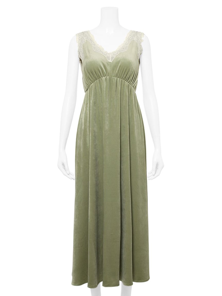 MUCHA】ベロア×レースカップインワンピース(ワンピース)｜ルームウェア