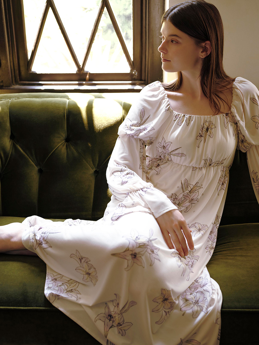 MUCHA】リリー柄カップインワンピース(ワンピース)｜ルーム