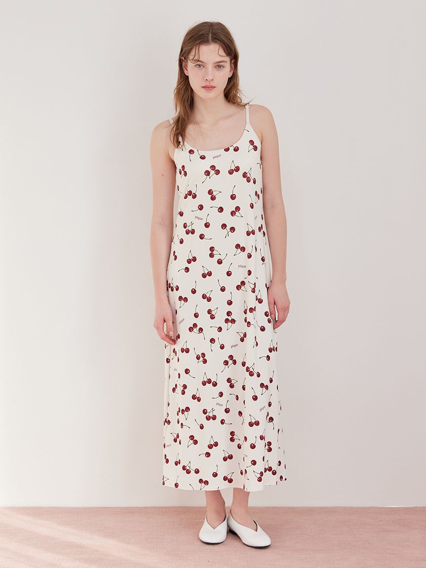 チェリー柄カップインキャミワンピース(ワンピース)｜ルームウェア