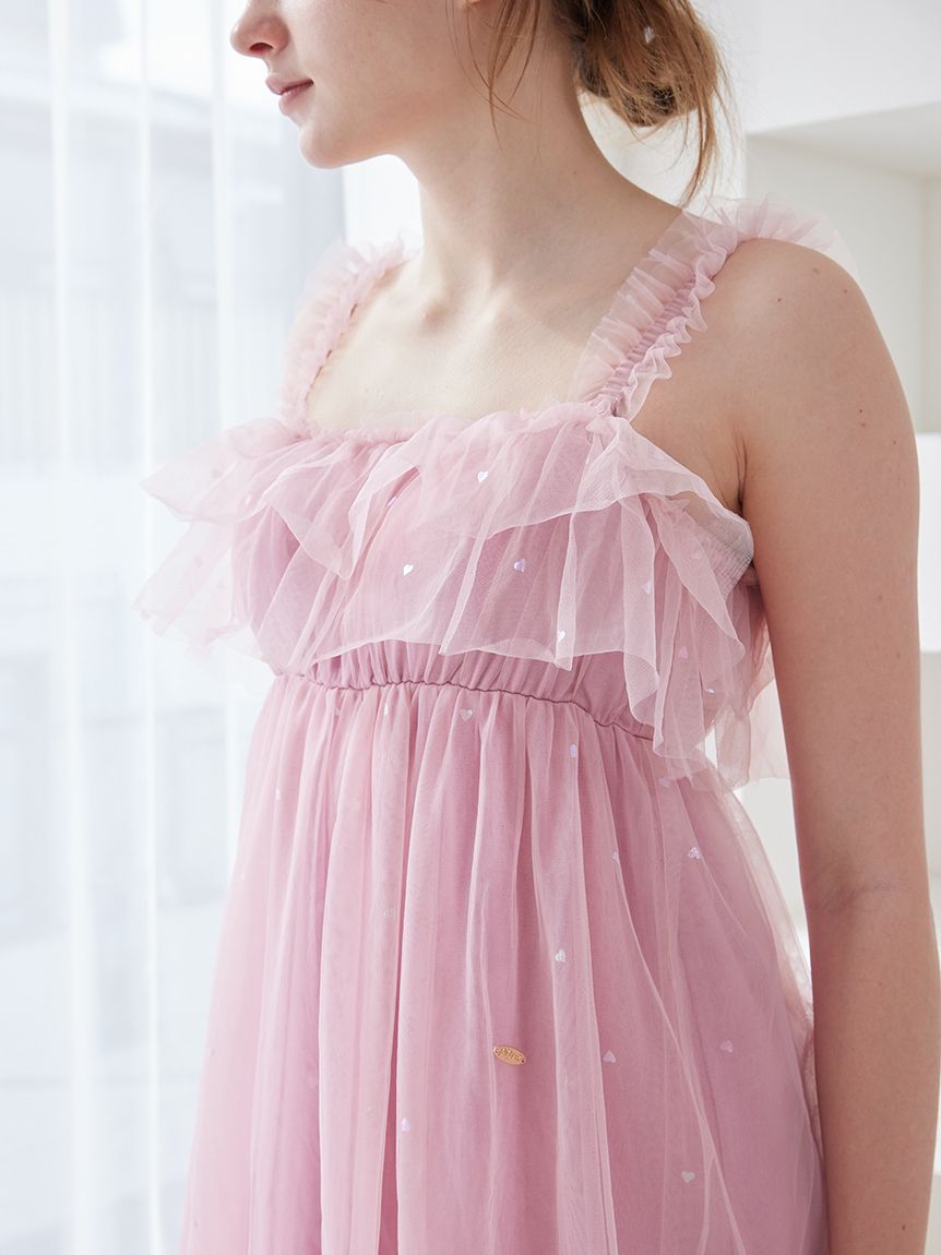 ハート柄チュールカップインワンピース(ワンピース)｜ルームウェア