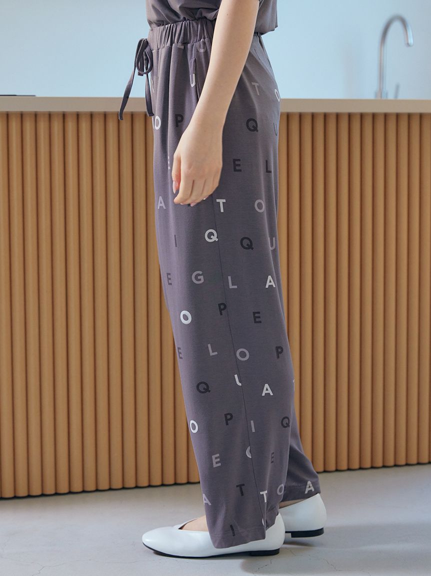 新品ジェラピケグレーロンT＆パンツ☆モチーフロゴロンT☆調温スムーズィーロンパン 接触冷感】カラーレーヨンロゴロングパンツ(ロングパンツ