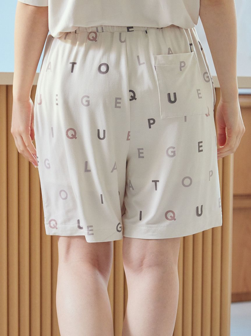 接触冷感】レーヨンロゴ柄ショートパンツ(ショートパンツ