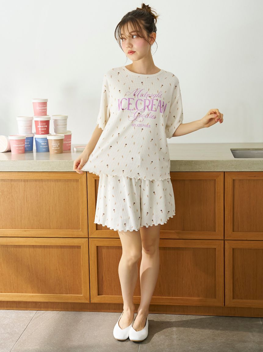 ジェラートピケ アイスジャガードプルオーバー&ワッフルショートパンツセット gelato pique｜【COOL COLLECTION】【接触冷感】ICEジャガード