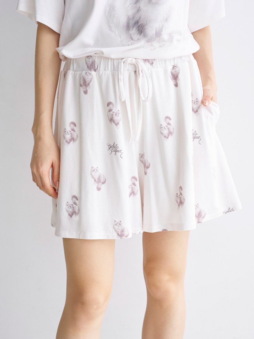 CAT柄ショートパンツ(ショートパンツ)｜ルームウェア・パジャマ