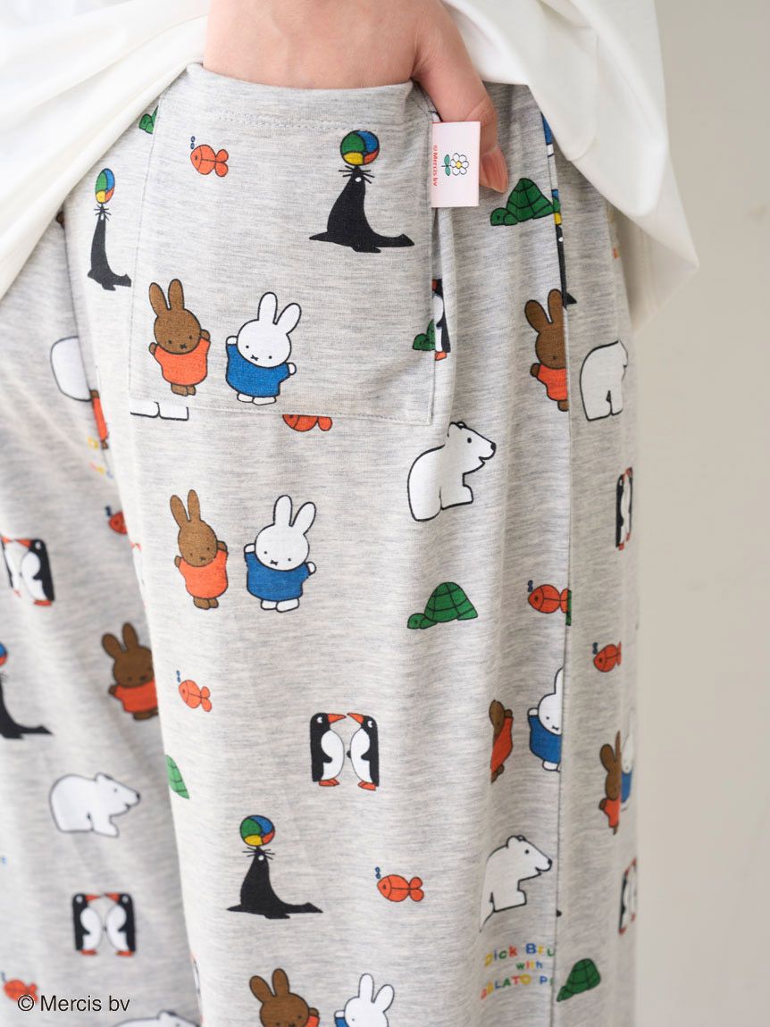 ジェラートピケ　Dick Bruna 総柄ネルロングパンツ　ミッフィー　ボリス ミッフィー ディックブルーナ ブルーナ 総柄 ネルシャツ ロング