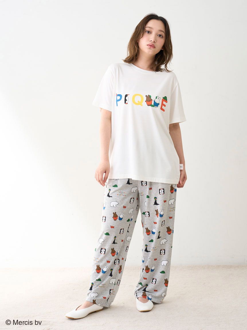 新品 ジェラートピケ ミッフィー 総柄ネルロングパンツ