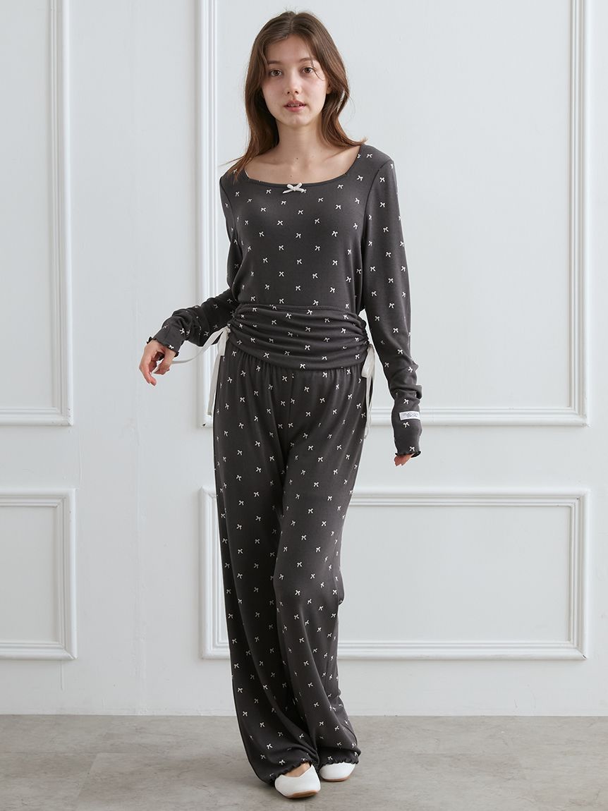 HALLOWEEN】針抜きリボン柄ロングパンツ(ロングパンツ)｜ルーム