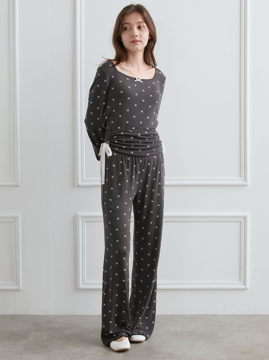 HALLOWEEN】針抜きリボン柄ロングパンツ(ロングパンツ)｜ルーム