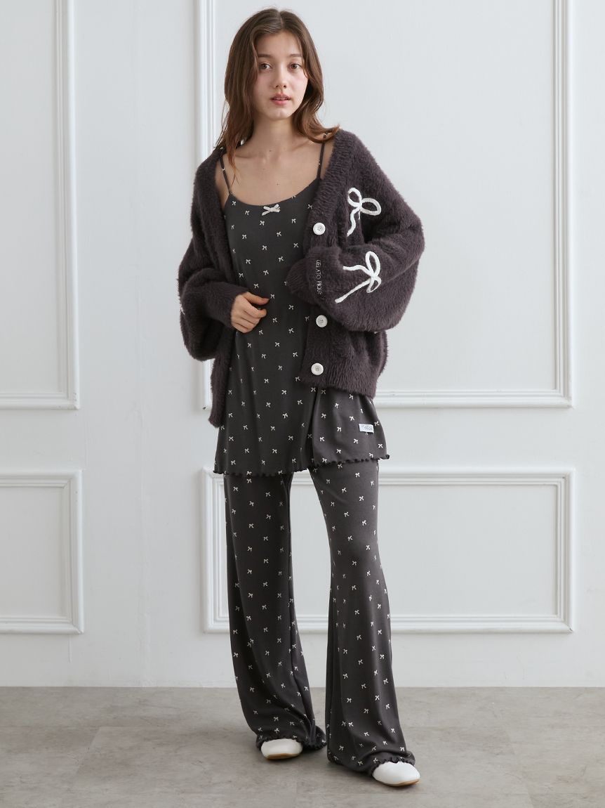針抜きリボン柄ロングパンツ(ロングパンツ)｜ルームウェア・パジャマ