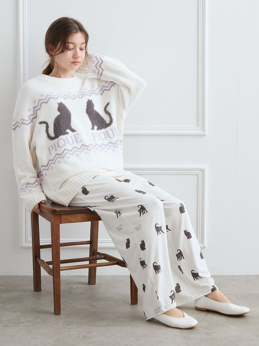 HALLOWEEN】CAT総柄ロングパンツ(ロングパンツ)｜ルームウェア