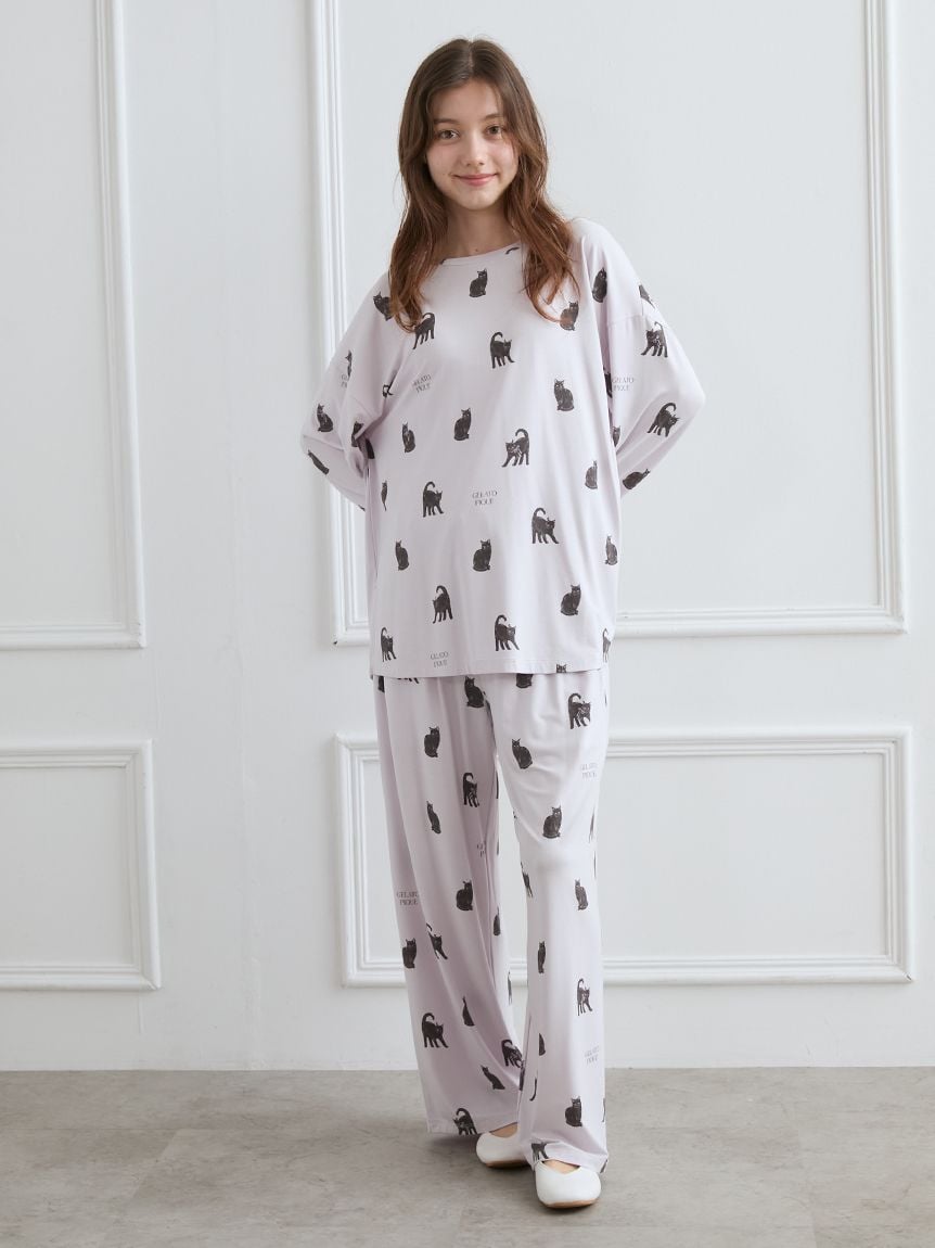 HALLOWEEN】CAT総柄ロングパンツ(ロングパンツ)｜ルームウェア