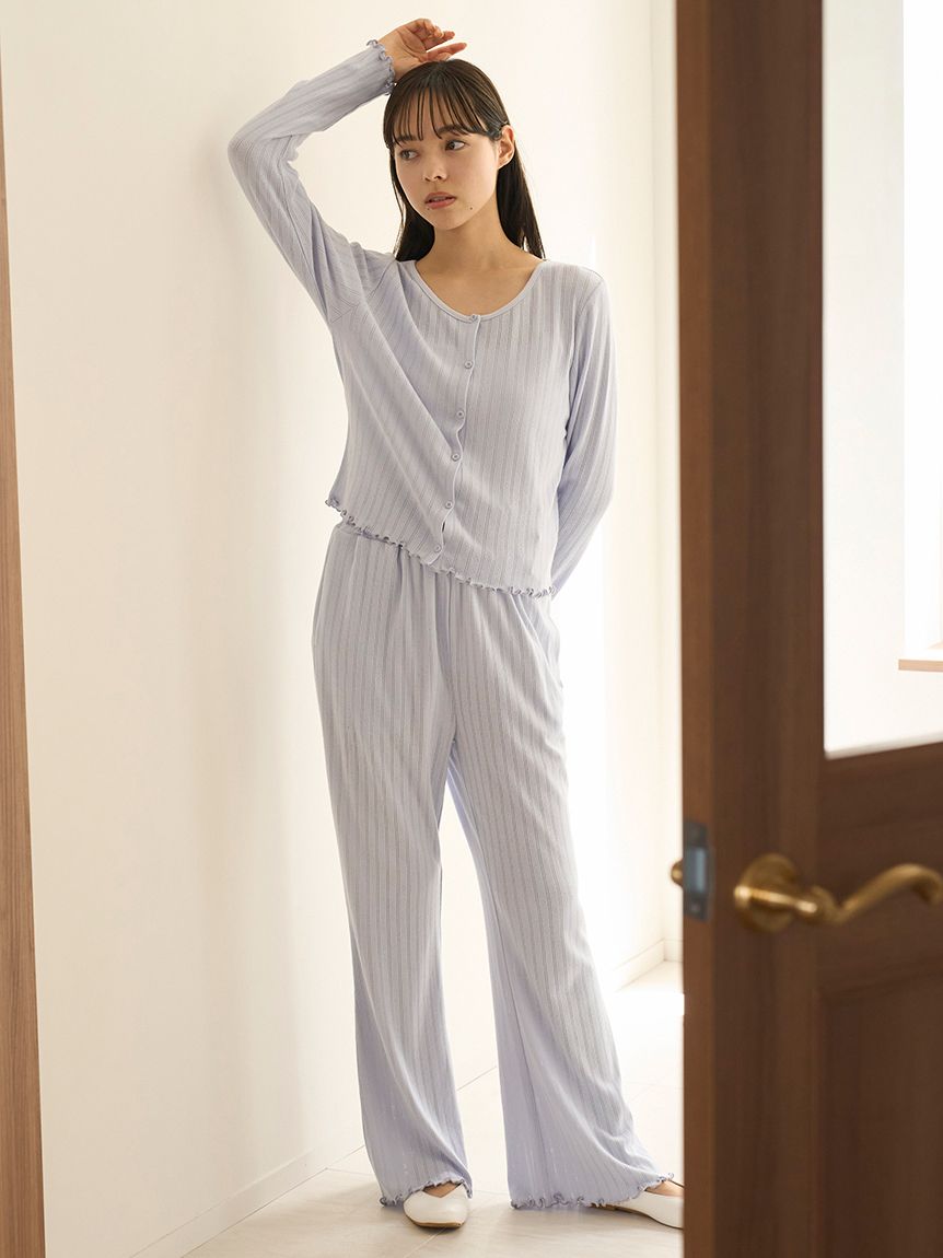 【着心地抜群◎】Hermes ルームウェア ロングパンツ セール】 フローラルプリントサテン ロングパンツ （ルーム