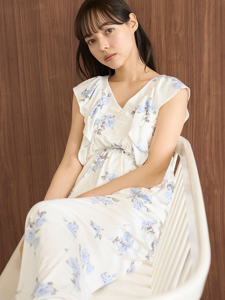 中花柄ロングパンツ(ロングパンツ)｜ルームウェア・パジャマ通販の