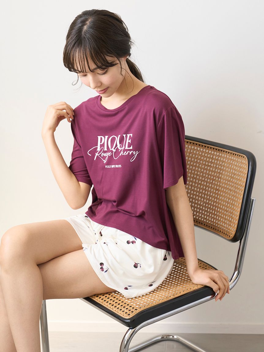 接触冷感】チェリー柄シャツ(シャツ)｜ルームウェア・パジャマ
