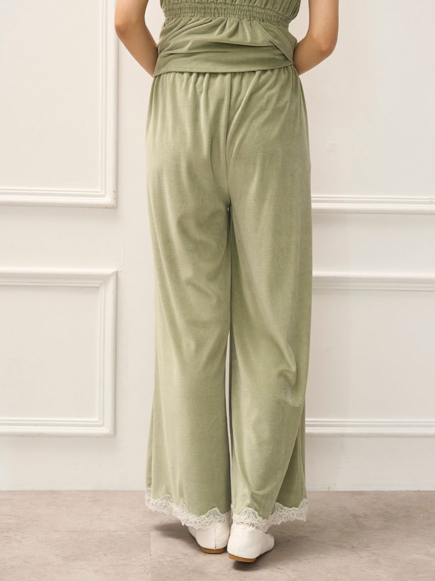 MUCHA ベロア×レースカップインタンクトップ＋ベロア×レースロング