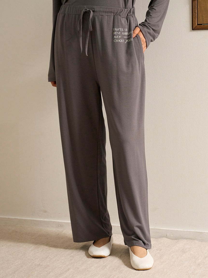 フェミニンレーヨンロゴロングパンツ(ロングパンツ)｜ルーム