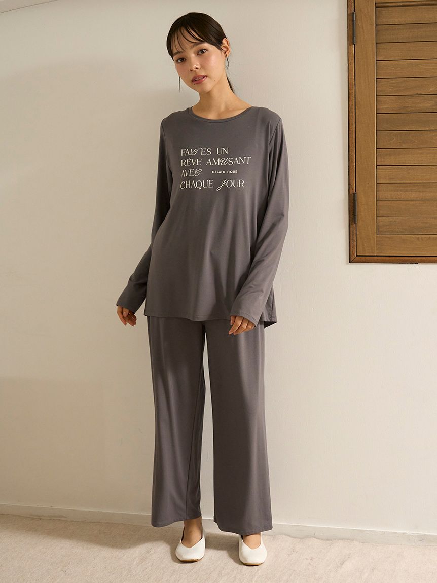 フェミニンレーヨンロゴロングパンツ(ロングパンツ)｜ルーム